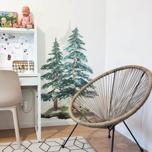 INSPIO-textilná prelepiteľná nálepka - Ihličnaté stromy - akvarelové nálepky na stenu