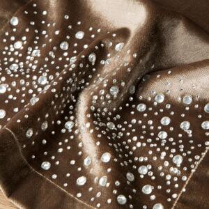 Luxsný zamatový stredový obrus v béžovej farbe s perličkami Béžová