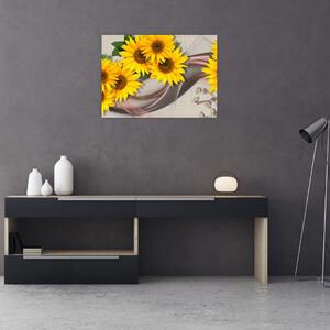 Obraz - Žiariace kvety slnečníc (70x50 cm)