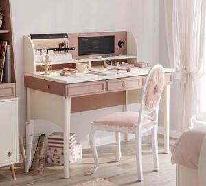 Písací stôl s USB a LED svetlom Beauty - béžová/ružová