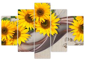 Obraz - Žiariace kvety slnečníc (150x105 cm)
