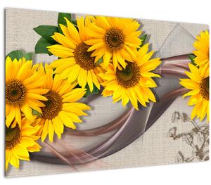 Obraz - Žiariace kvety slnečníc (90x60 cm)