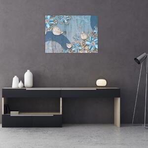 Obraz - Modré kvety (70x50 cm)