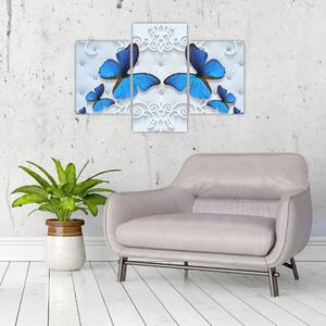 Obraz - Modré motýle (90x60 cm)