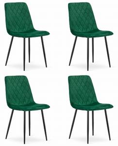 Set 4 kresiel TURIN - tmavozelený zamat