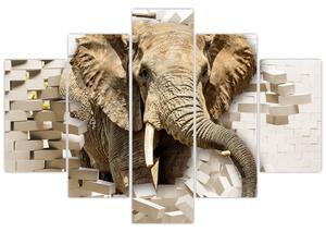Obraz - Slon prerážajúci múr (150x105 cm)
