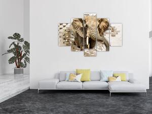 Obraz - Slon prerážajúci múr (150x105 cm)