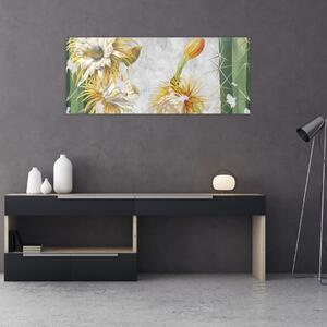 Obraz - Rozkvitnuté kaktusy, vintage (120x50 cm)