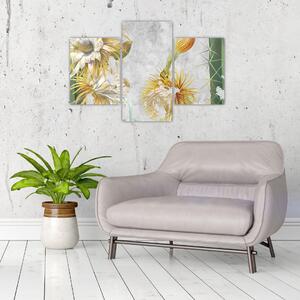 Obraz - Rozkvitnuté kaktusy, vintage (90x60 cm)