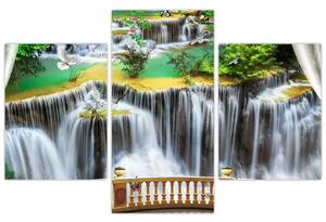 Obraz - Výhľad na kúzelné vodopády (90x60 cm)