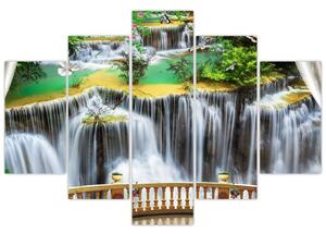 Obraz - Výhľad na kúzelné vodopády (150x105 cm)