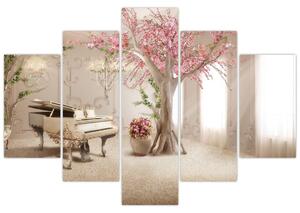Obraz - Snový interiér s klavírom (150x105 cm)