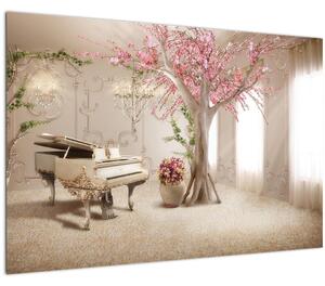 Obraz - Snový interiér s klavírom (90x60 cm)