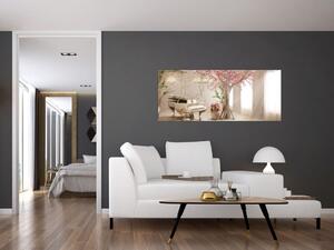 Obraz - Snový interiér s klavírom (120x50 cm)