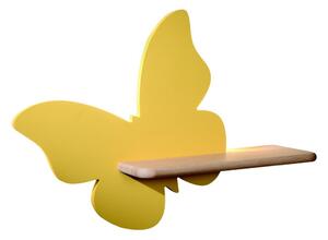 LED Detské nástenné svietidlo s poličkou BUTTERFLY LED/5W/230V žltá/drevo