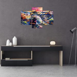 Obraz - Loď na oceánskych vlnách, aquarel (90x60 cm)
