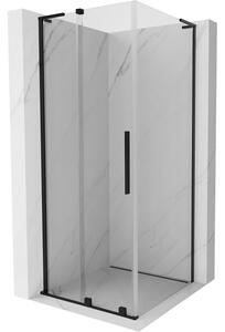 Mexen Velar L, sprchový kút s posuvnými dverami 90 x 90 cm, 8mm číre sklo, čierna matná, 871-090-090-03-70