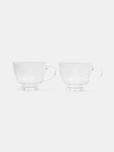 Sinsay - Sklenené šálky s reliéfnym kvetinovým vzorom 2 pack - clear