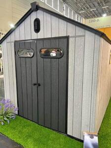 Luxusný plastový záhradný domček sivý 246x188x227cm KCG608