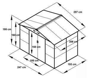 Záhradný kovový domček 257 x 197 x 188 cm, 5 m² GH608