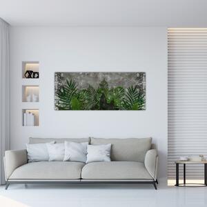Obraz - Betónový múr s rastlinami (120x50 cm)