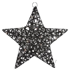 Vianočná dekorácia hviezda STARIELLE s LED osvetlením 30 cm, čierna