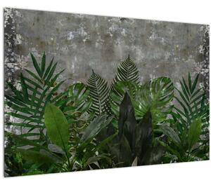 Obraz - Betónový múr s rastlinami (90x60 cm)