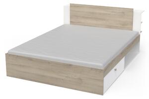 Manželská posteľ s úložným priestorom Teya 160x200 - biela/dub