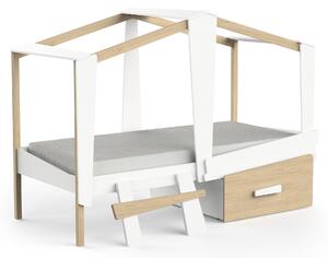 Detská posteľ s úložným boxom Cabane 90x200 - biela