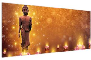 Obraz - Budha v zlatom lesku (120x50 cm)