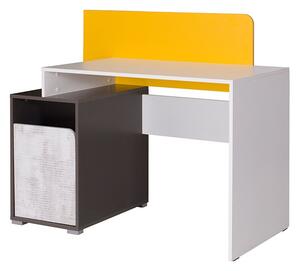 Písací stôl Runo RU08, Farby: biela + grafit / enigma + grafit + žltá Mirjan24 5902928031683