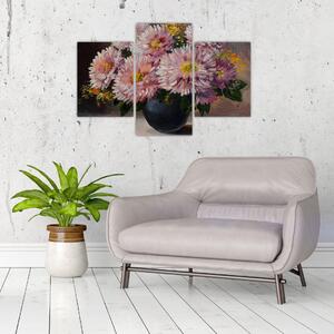 Obraz - Olejomaľba, Kvety vo váze (90x60 cm)