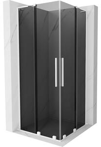 Mexen Velar L Duo, sprchový kút s posuvnými dverami 80 x 80 cm, 8mm šedé sklo, biela matná, 871-080-080-02-43-20