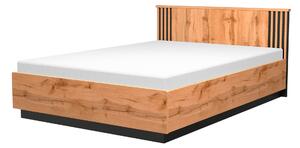 Manželská posteľ Lamelo 160x200 - dub wotan/čierna