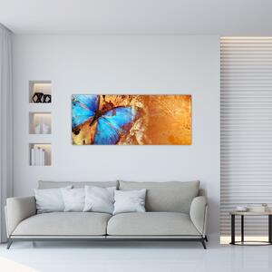 Obraz - Modrý motýľ (120x50 cm)
