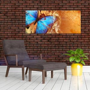 Obraz - Modrý motýľ (120x50 cm)