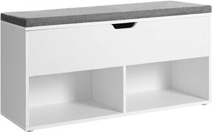 SONGMICS Botník Vasagle Lenda s lavicou a úložným priestorom 100 cm biely/sivý