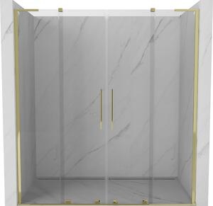 Mexen Velar L Duo, posuvné sprchové dvere do otvoru 170 cm, 8mm číre sklo, zlatá lesklá, 871-170-003-02-50