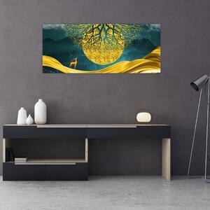 Obraz - Abstrakcia, Zlatá krajina (120x50 cm)