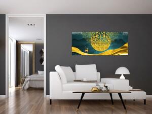 Obraz - Abstrakcia, Zlatá krajina (120x50 cm)