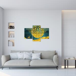 Obraz - Abstrakcia, Zlatá krajina (90x60 cm)