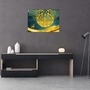 Obraz - Abstrakcia, Zlatá krajina (70x50 cm)