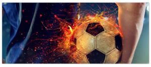 Obraz - Futbalová lopta v ohni (120x50 cm)