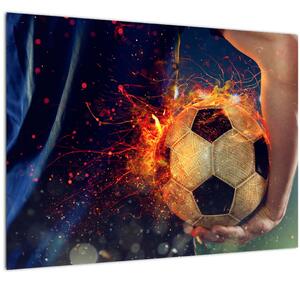Obraz - Futbalová lopta v ohni (70x50 cm)