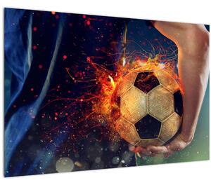 Obraz - Futbalová lopta v ohni (90x60 cm)
