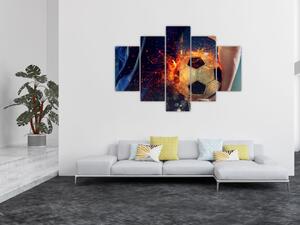 Obraz - Futbalová lopta v ohni (150x105 cm)