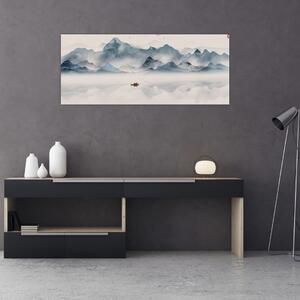 Obraz - Údolie modrých hôr (120x50 cm)