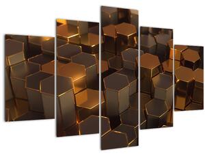 Obraz - Bronzové hexagóny (150x105 cm)