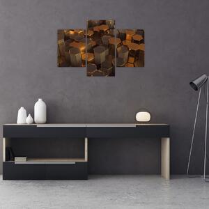 Obraz - Bronzové hexagóny (90x60 cm)