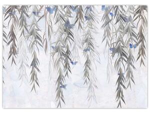 Obraz - Vŕbové vetvičky s motýľmi (70x50 cm)